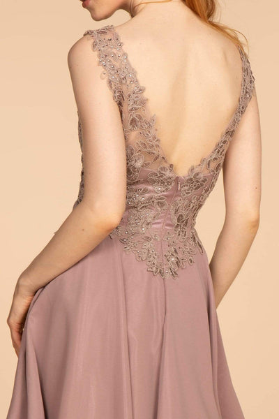 Elizabeth K - GS1622 Embroidered V-neck Chiffon A-line Dress Special Occasion Dress