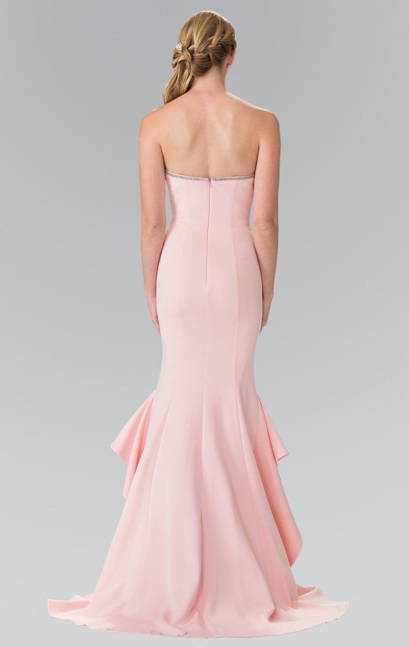 Elizabeth K Strapless Ruffle Accented Mermaid Gown - 1 Pc. Blush in size XL Available CCSALE XL / Blush