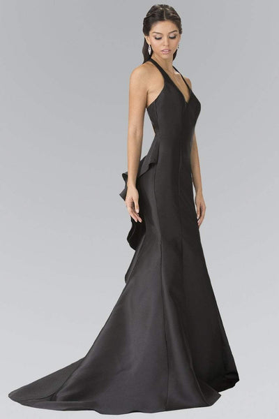 Elizabeth K V-Neck Mermaid Mikado Evening Gown GL2224 CCSALE M / Black