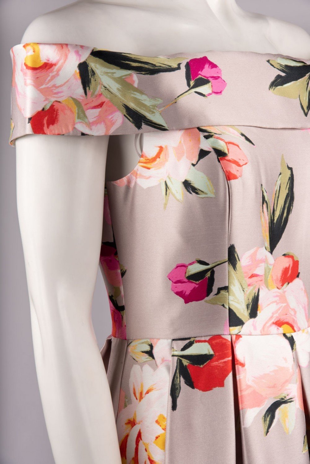 Eliza J Evening - EJ8M7375 Floral Print Mikado Off-Shoulder Dress In Pink