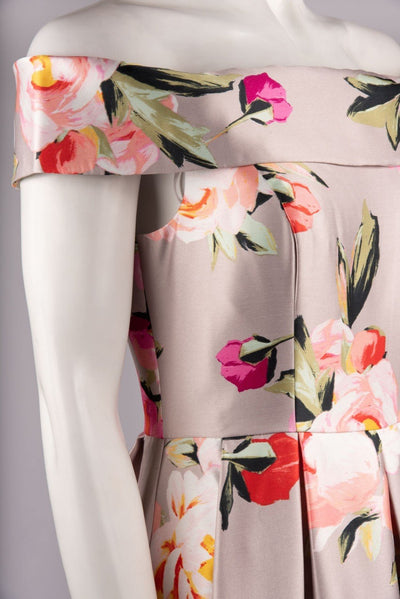 Eliza J Evening - EJ8M7375 Floral Print Mikado Off-Shoulder Dress In Pink
