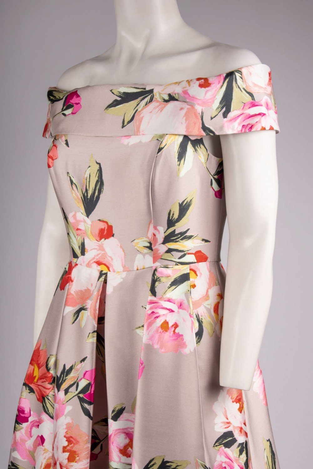 Eliza J Evening - EJ8M7375 Floral Print Mikado Off-Shoulder Dress In Pink