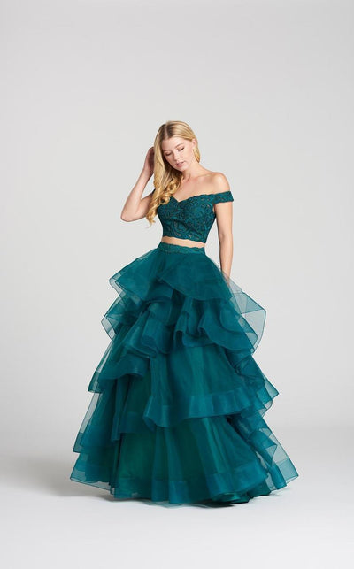 Ellie Wilde - EW118040 Two-Piece Lace Off-Shoulder Tiered A-Line Gown Special Occasion Dress