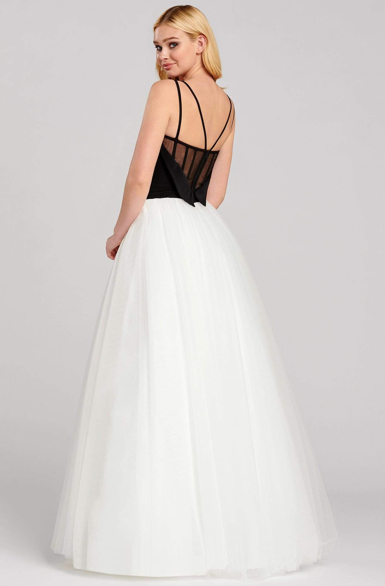 Ellie Wilde - EW120072 Crepe Plunging V-neck Tulle Ballgown Evening Dresses