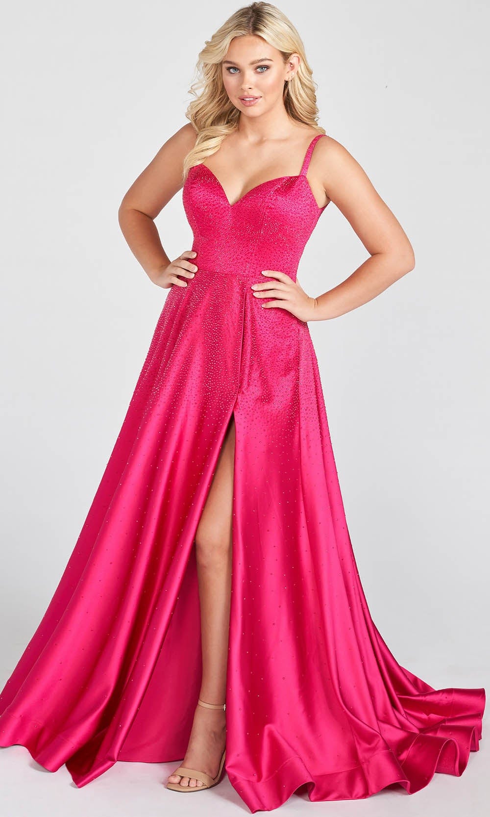 Ellie Wilde EW122015 - Crisscross Back Prom Gown Special Occasion Dress 00 / Fuchsia