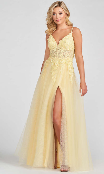 Ellie Wilde EW122057 - V-Neck Corset Prom Dress Prom Dresses 00 / Light Yellow