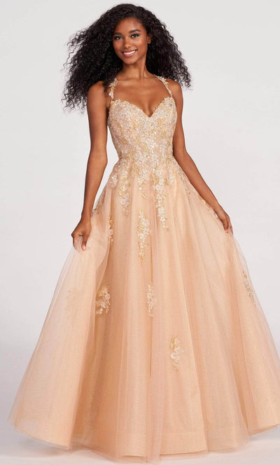 Ellie Wilde EW34098 - Sweetheart Floral Lace Ballgown Ball Gowns 00 / Dk.Champagne