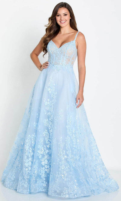 Ellie Wilde EW34127 - Lace Tulle A line Prom Dress Prom Dresses 00 / Lt.Blue