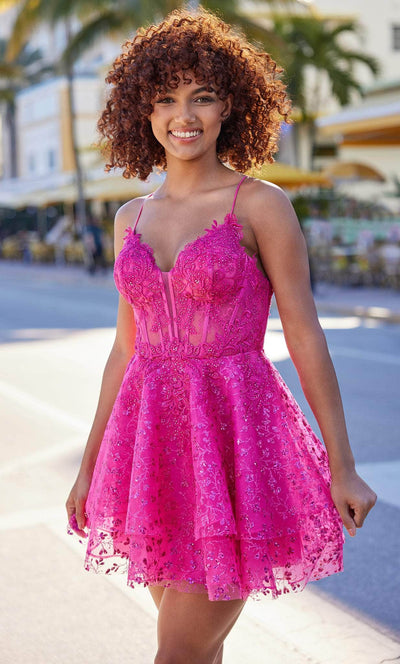 Ellie Wilde EW34616 - Illusion Corset Homecoming Dress Special Occasion Dress 00 / Magenta