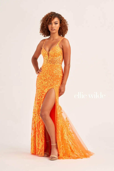 Ellie Wilde EW35201 - Glitter Sweep Train Evening Dress