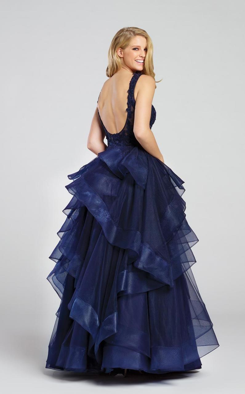 Ellie Wilde Plunging Lace Ruffled Tulle Ballgown EW117081 CCSALE
