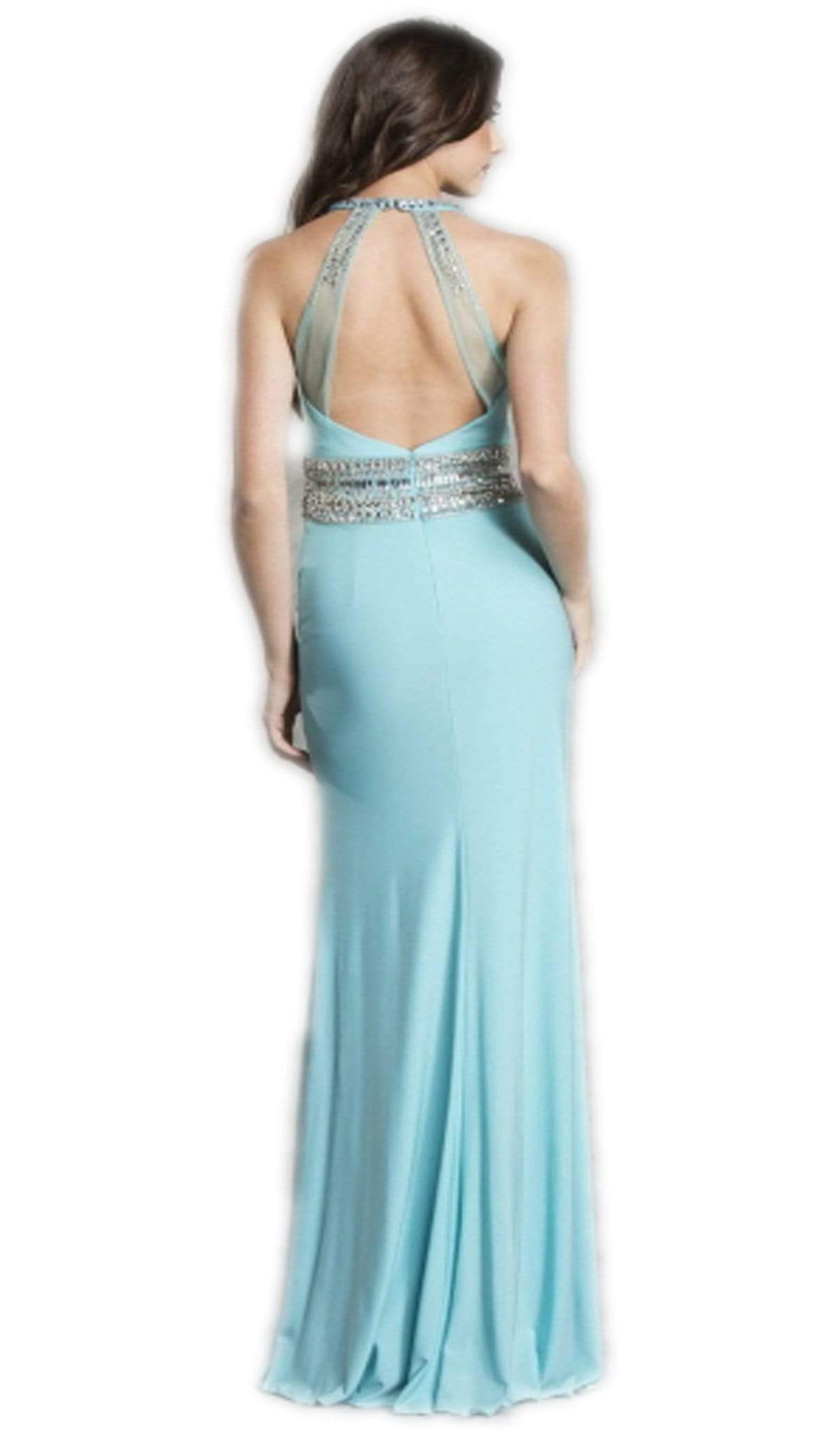 Embellished Back Cutout Evening Dress Evening Dresses XXS / Light Aqua