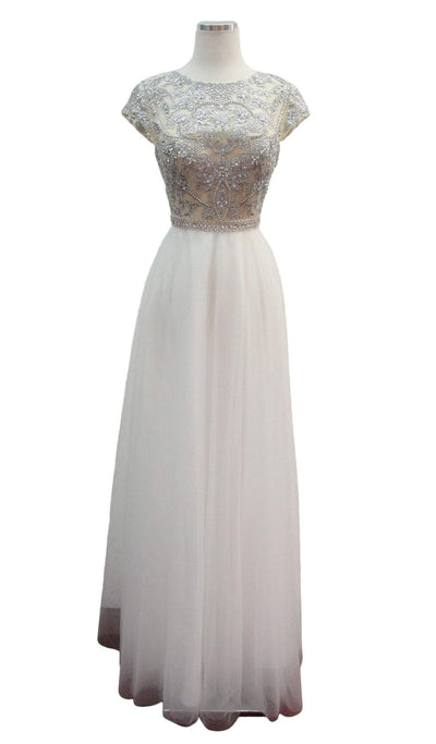 Embellished Cap Sleeve A-line Prom Dress Dress XXS / Off White