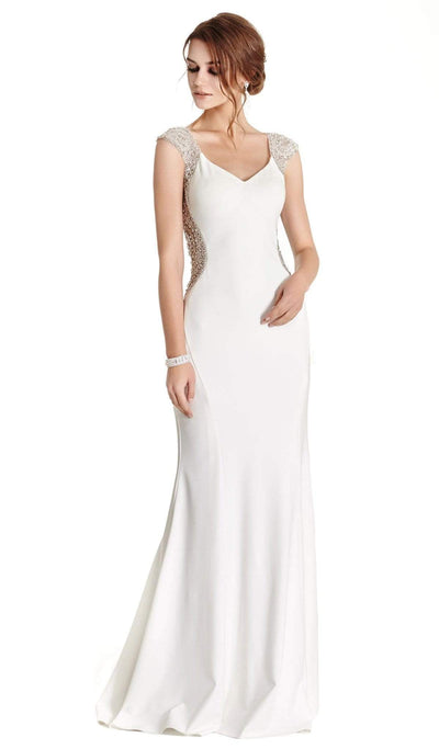 Embellished Cap Sleeve Prom Dress Prom Dresses XXS / White