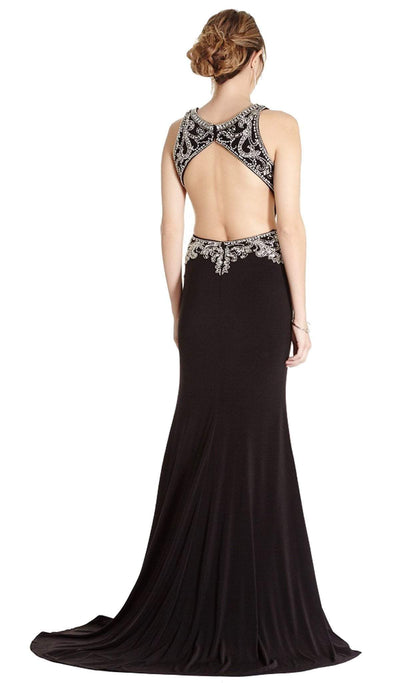 Embellished Deep V-neck Sheath Evening Dress Dress