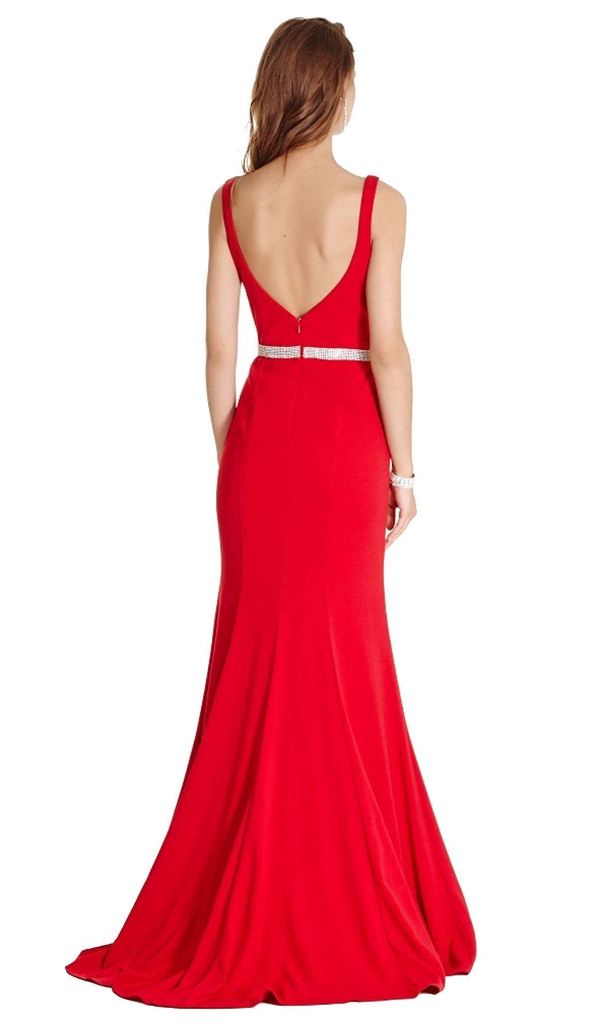 Embellished Deep V-neck Sheath Prom Dress Dress