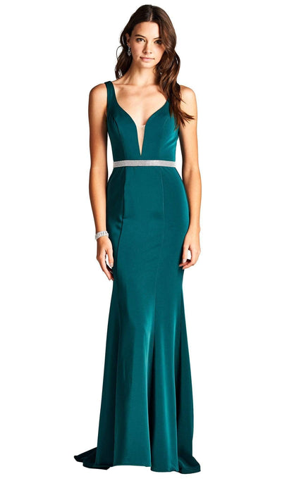 Embellished Deep V-neckline Sheath Prom Dress Dress