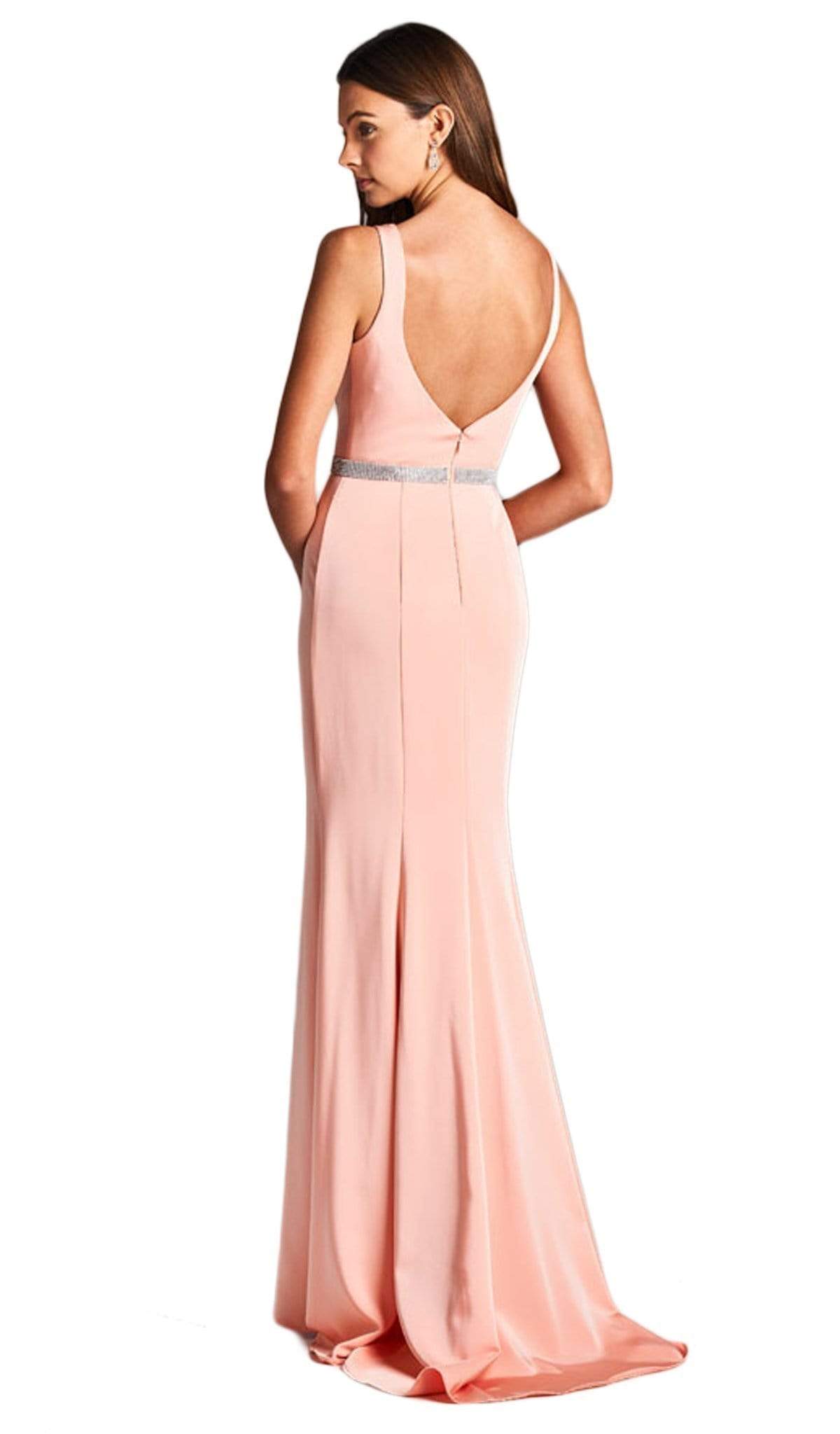 Embellished Deep V-neckline Sheath Prom Dress Dress