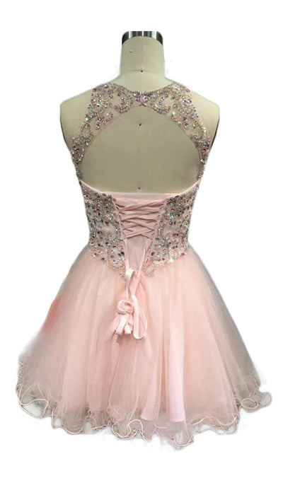 Embellished Halter A-line Homecoming Dress Dress