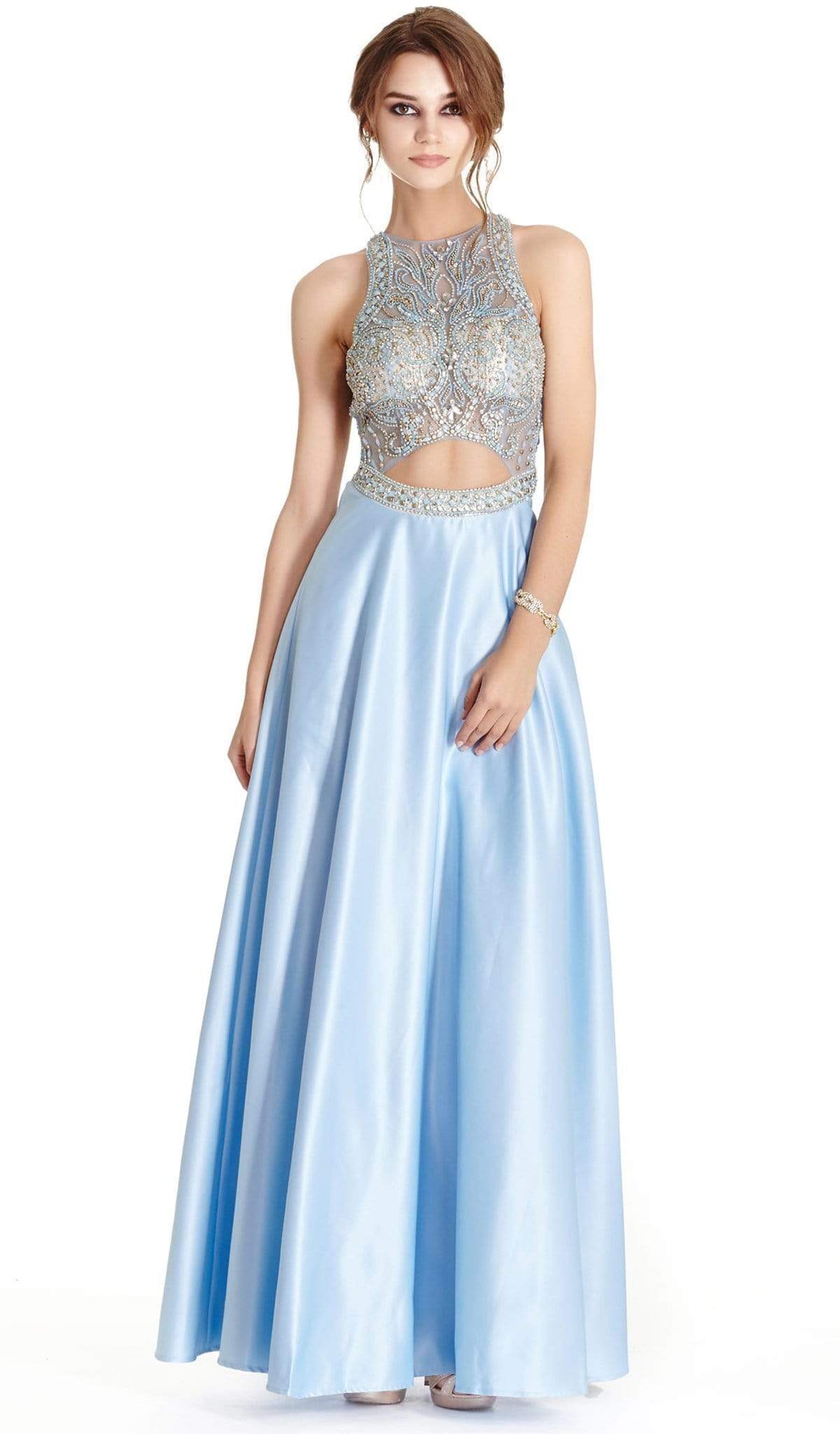 Embellished Halter Evening Ballgown Ball Gowns XXS / Perry Blue