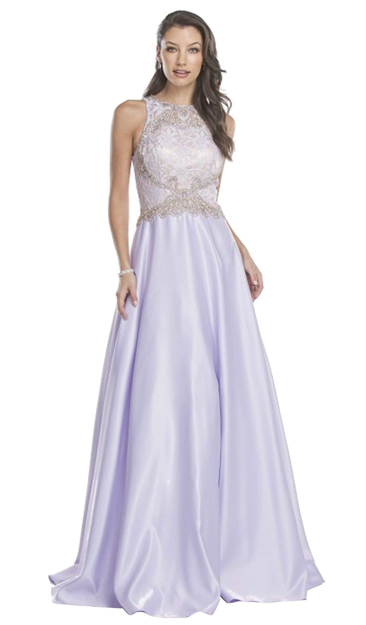Embellished Halter Neck Evening Ballgown Dress XXS / Lilac