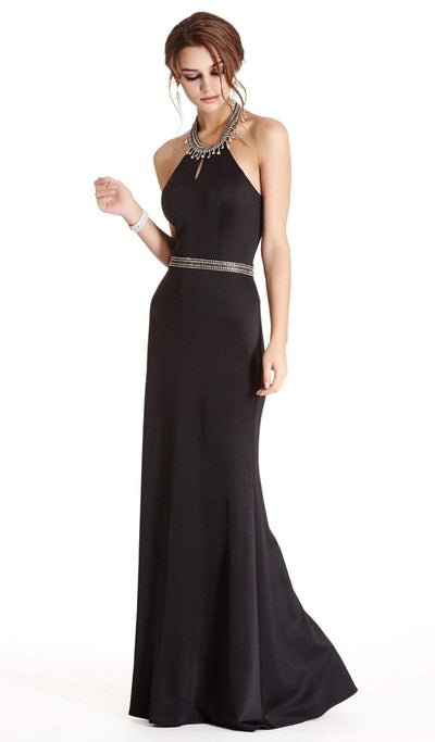 Embellished Halter Neck Sheath Evening Dress Evening Dresses XXS / Black