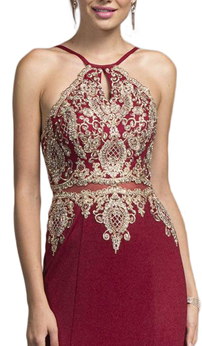 Embellished Halter Neck Sheath Prom Dress Prom Dresses