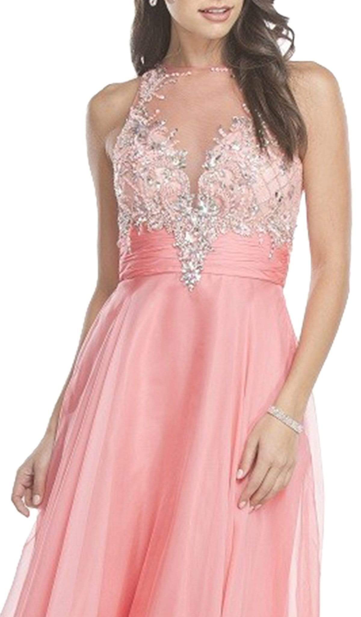 Embellished Illusion Bodice A-Line Prom Dress Prom Dresses