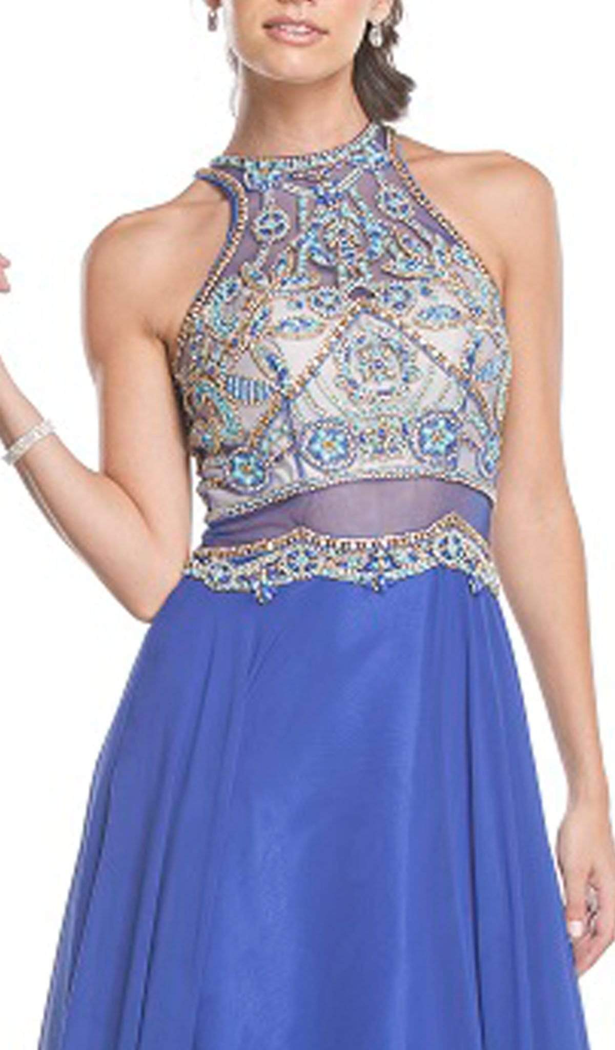 Embellished Illusion Halter A-line Prom Dress Dress