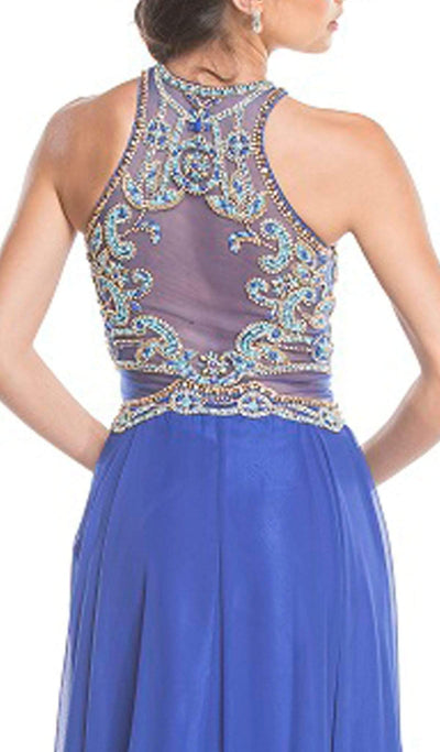 Embellished Illusion Halter A-line Prom Dress Dress