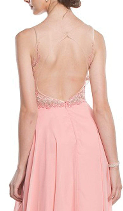 Embellished Illusion Neck A-line Prom Dress Dress