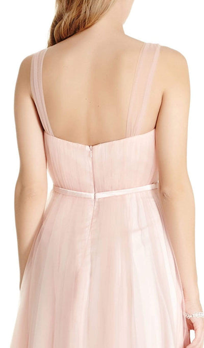 Embellished Illusion V-neck Mesh Evening Dress Dress XXS / Blush