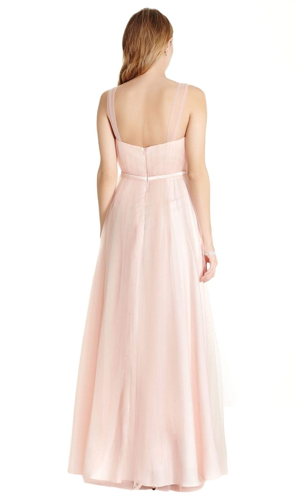 Embellished Illusion V-neck Mesh Evening Dress Dress XXS / Blush