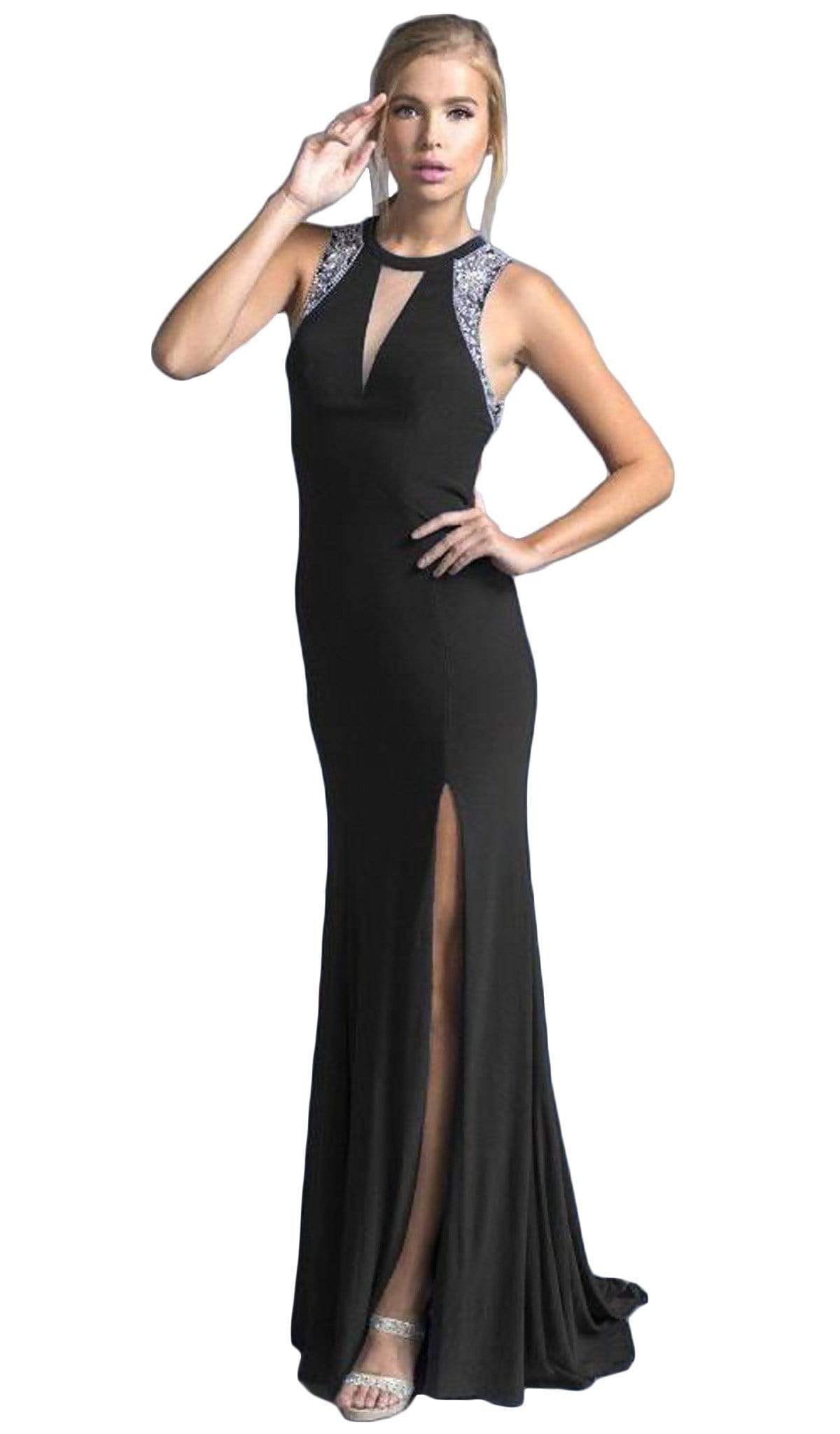 Embellished Jewel Cutout Sheath Prom Dress Dress XXS / Black