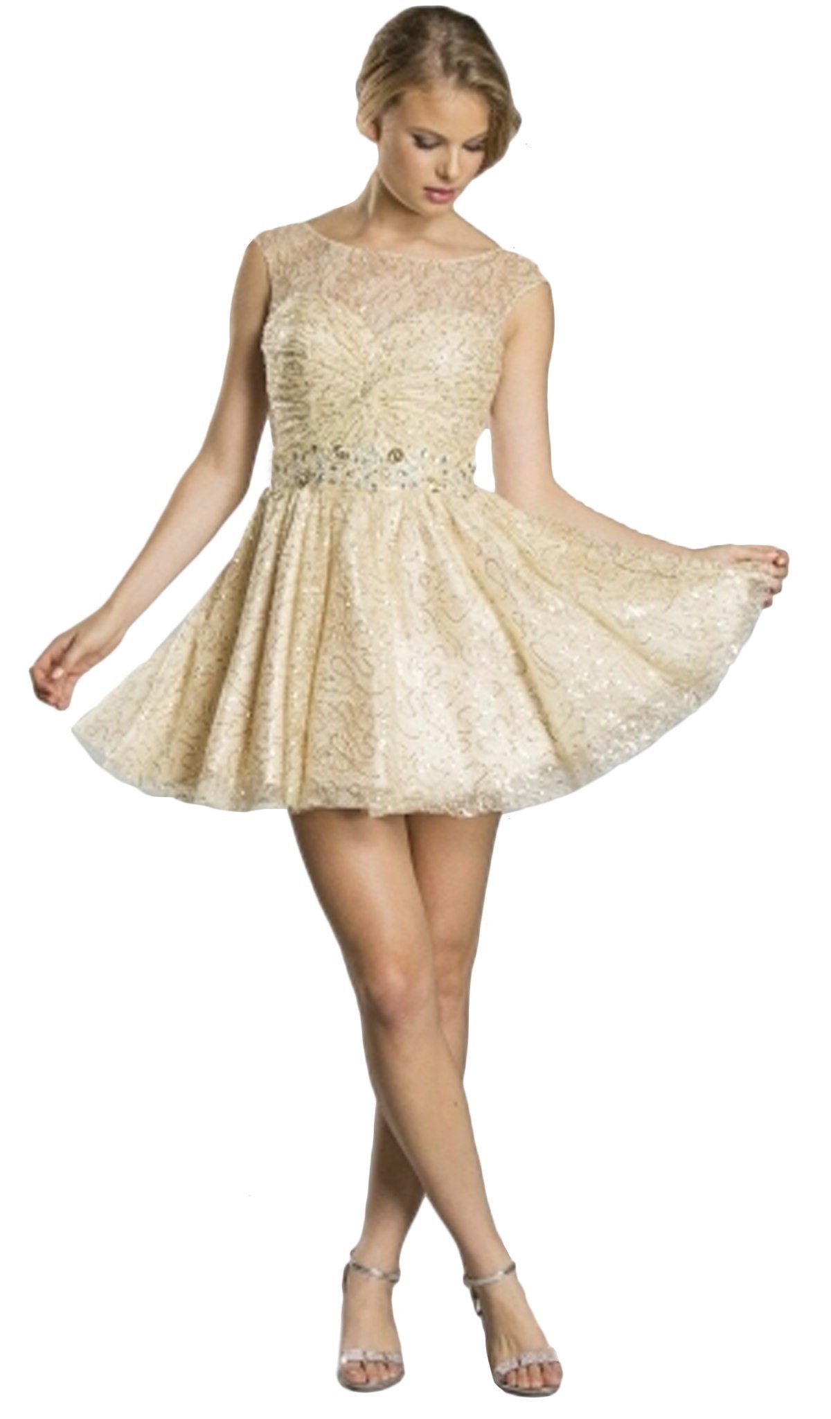 Embellished Lace A-line Homecoming Dress Dress XXS / Champagne