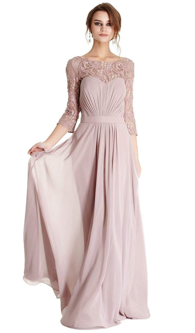 Embellished Lace Mother of Bride A-line Dress Dress XXS / Mauve