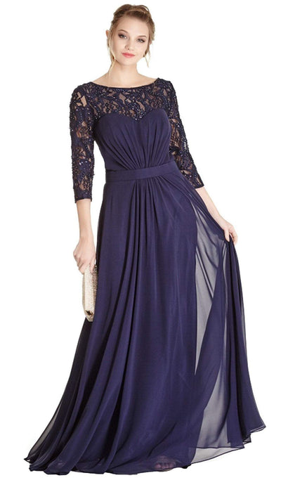 Embellished Lace Mother of Bride A-line Dress Dress XXS / Navy