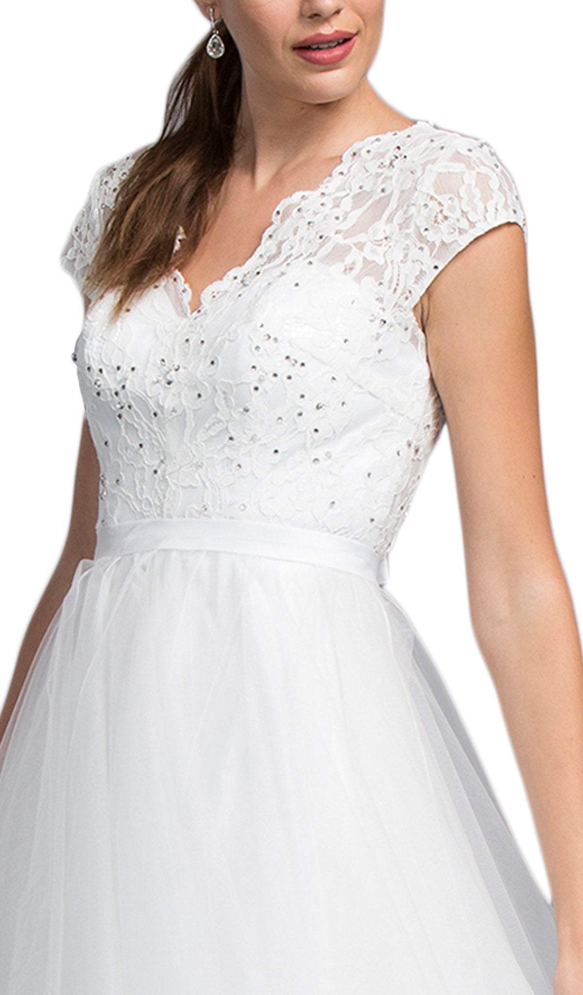 Embellished Lace V-neck A-line Prom Dress Prom Dresses