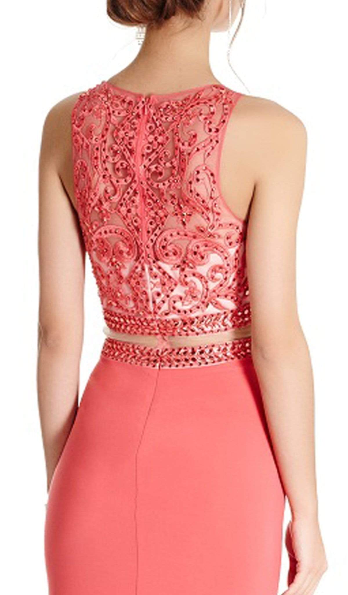 Embellished Mock Two Piece Fitted Prom Dress Prom Dresses