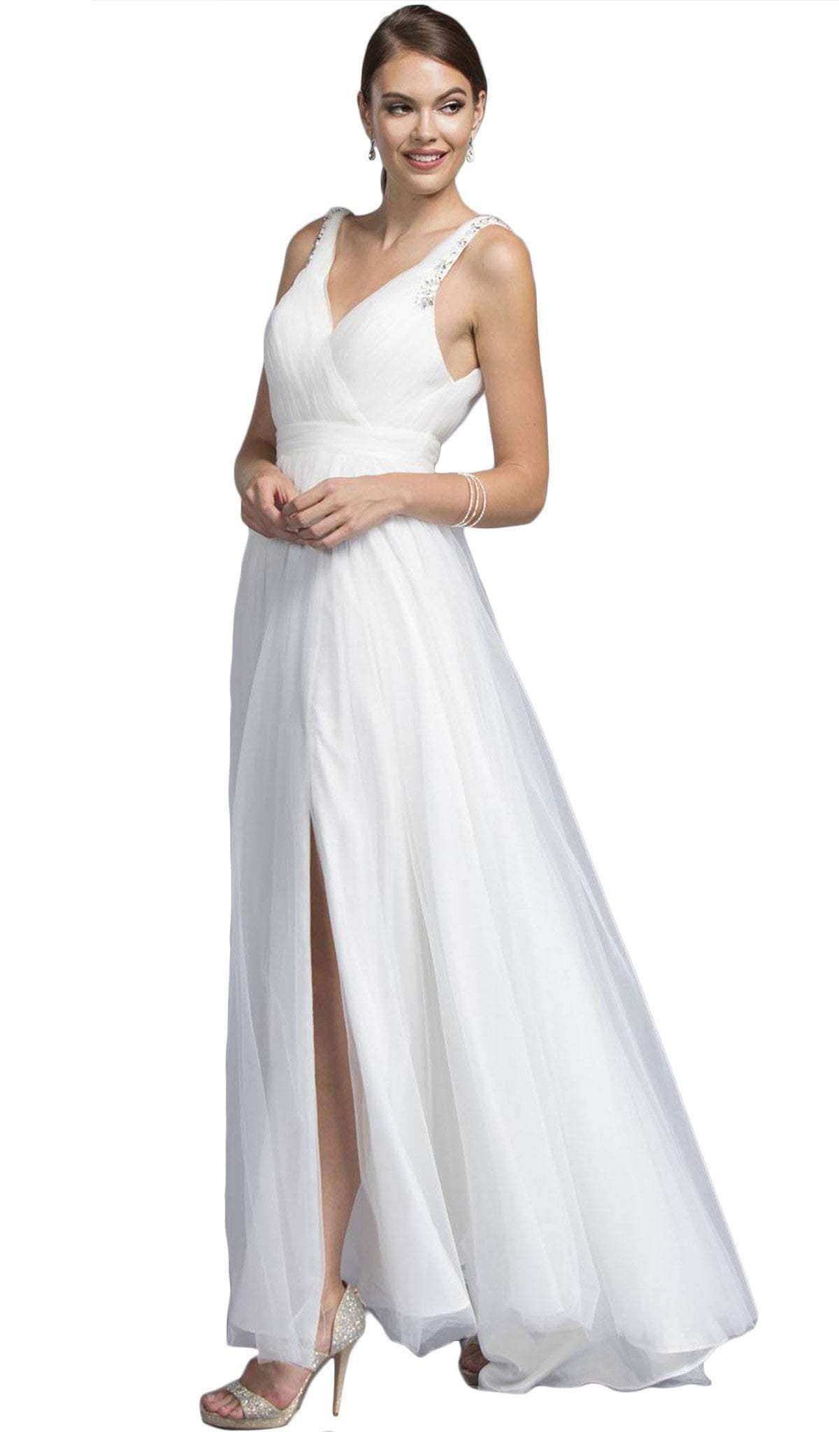 Embellished Ruched A-line Prom Dress Dress XXS / Off White
