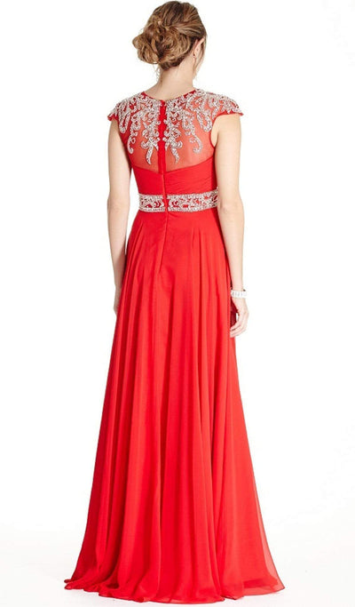 Embellished Ruched Illusion Jewel Prom Dress Dress