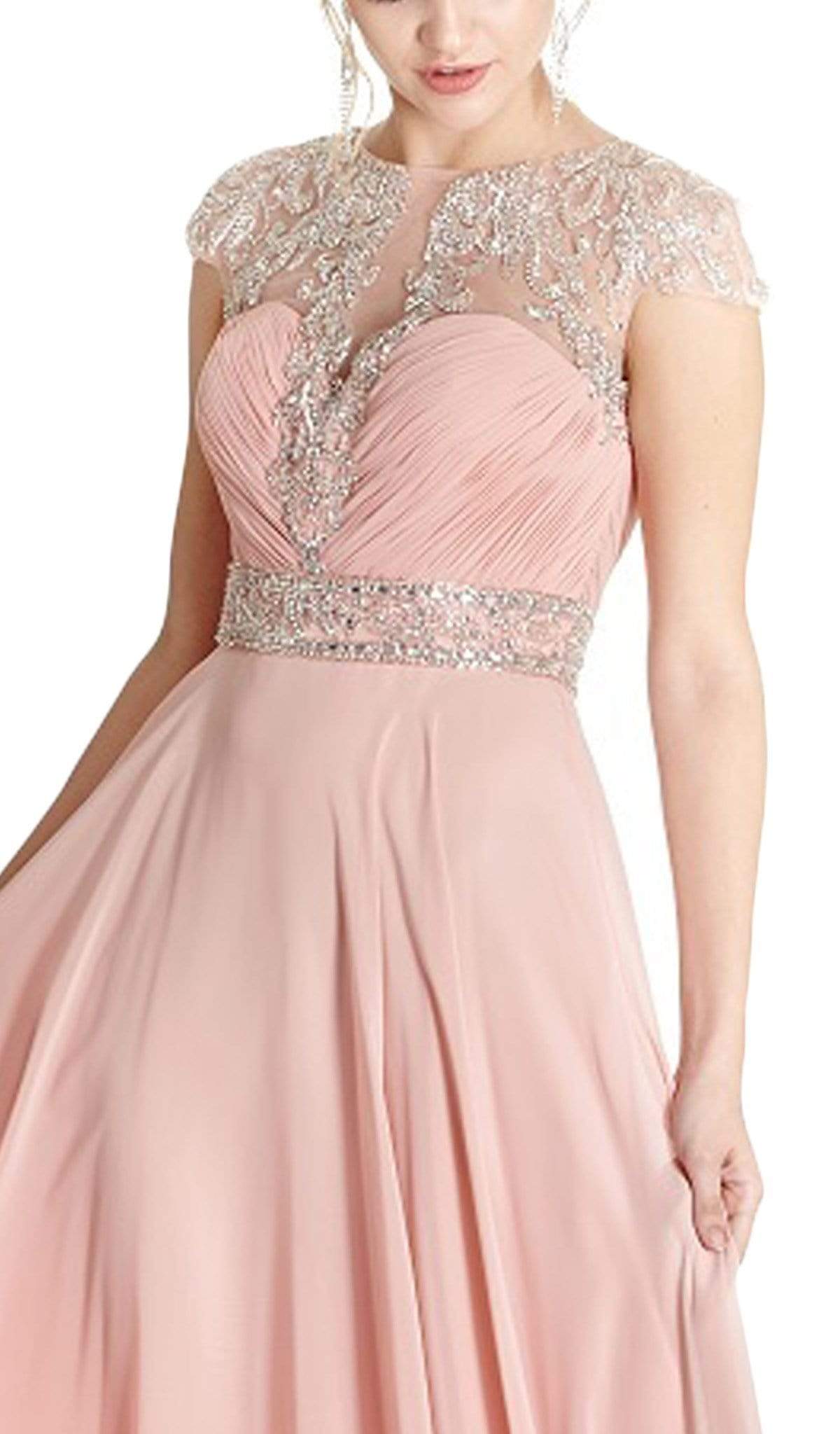 Embellished Ruched Illusion Jewel Prom Dress Dress