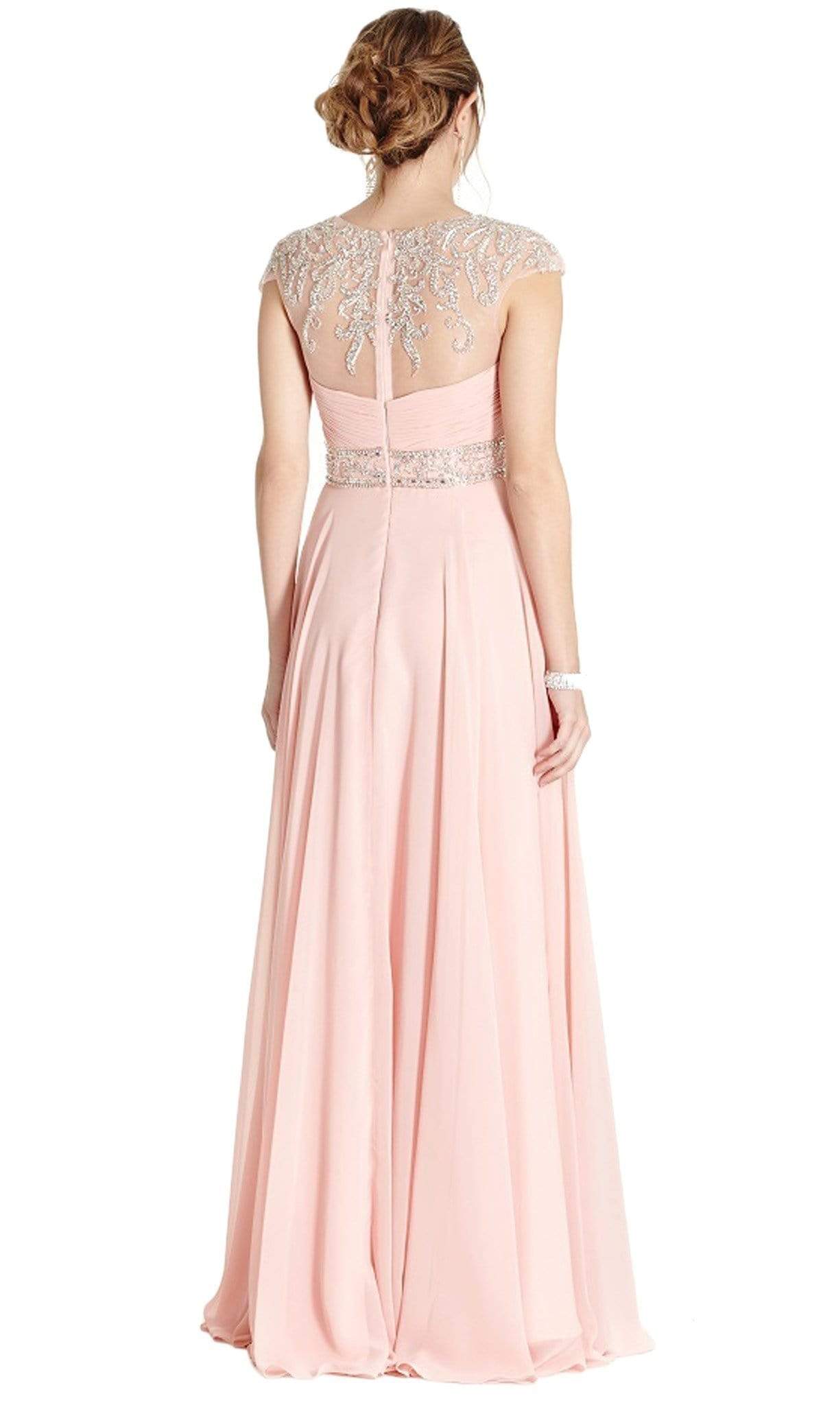 Embellished Ruched Illusion Jewel Prom Dress Dress