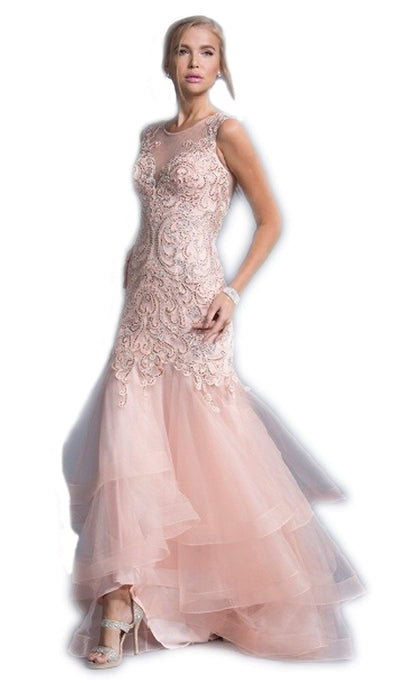 Embellished Ruffled Tiered Trumpet Prom Dress Dress