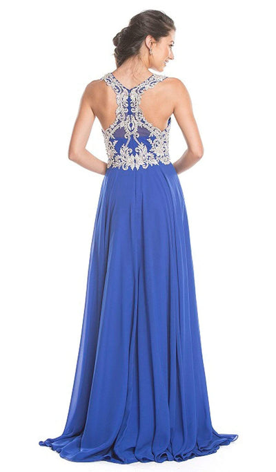 Embellished Sheer Bateau A-line Prom Dress Prom Dresses