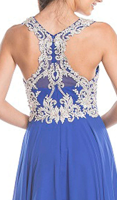 Embellished Sheer Bateau A-line Prom Dress Prom Dresses