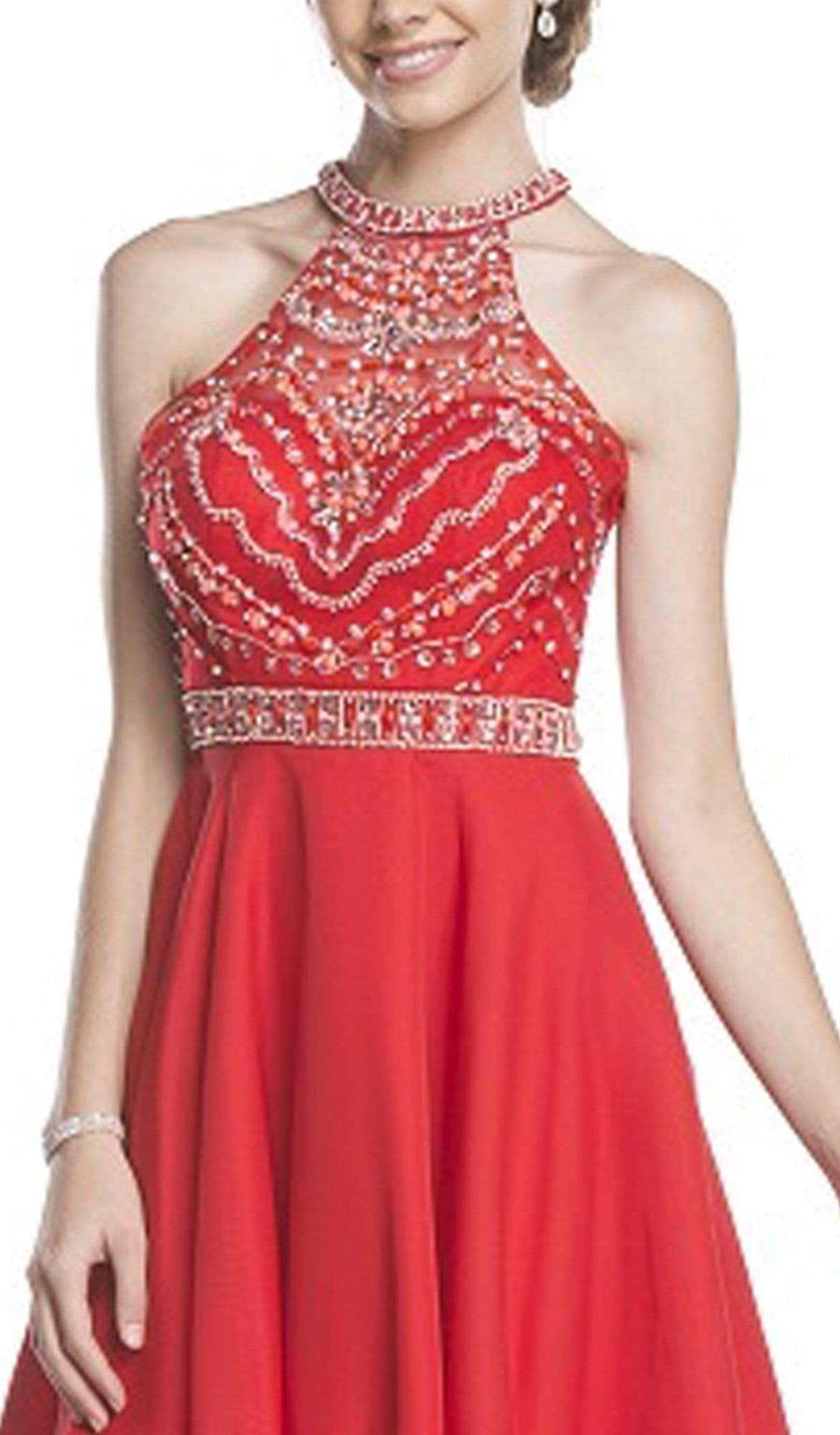 Embellished Sheer Halter A-line Homecoming Dress Dress