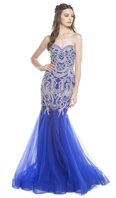 Embellished Sweetheart Mermaid Evening Dress Evening Dresses XXS / Royal