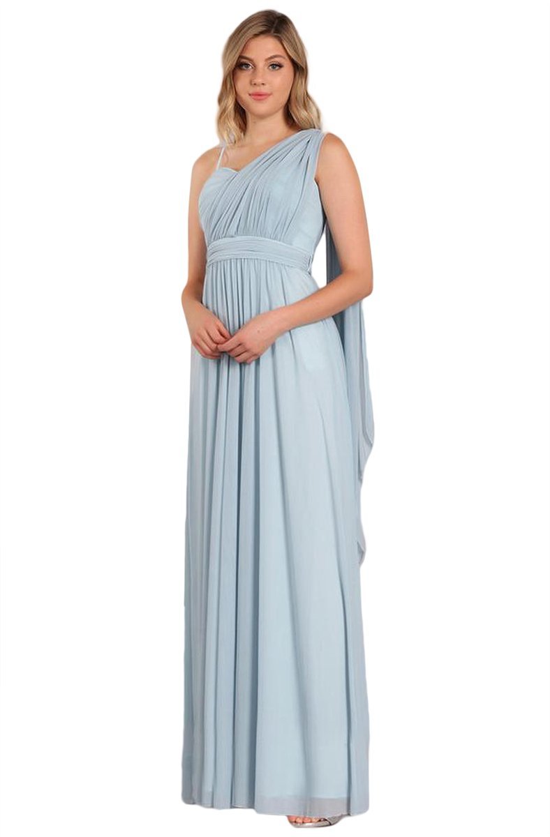 Eureka Fashion - Convertible Ruched A-line Evening Gown 9440 In Blue
