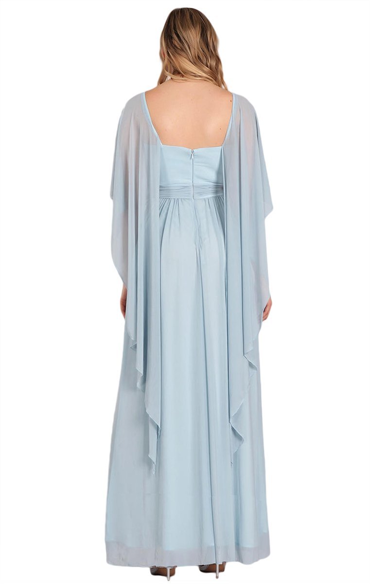 Eureka Fashion - Convertible Ruched A-line Evening Gown 9440 In Blue
